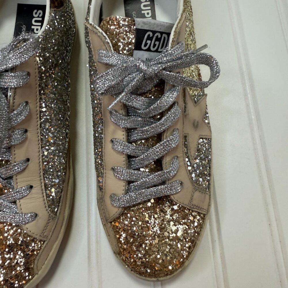 Golden Goose Superstar Glitter Animal Leopard Print Sneakers  Size: 10 / 40 - Picture 4 of 13